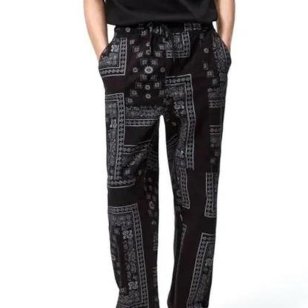 Zara Men's Black Patterned Pants